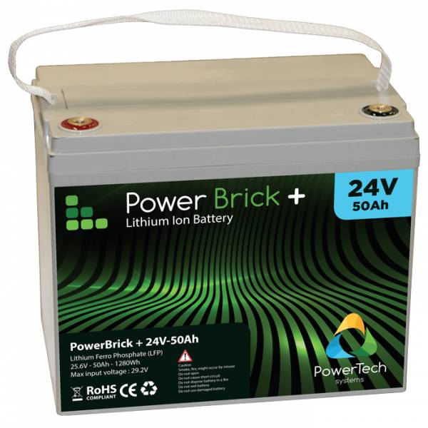 24V – 50Ah Lithium battery – PowerBrick+